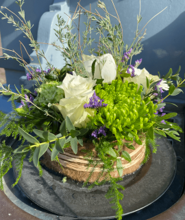 Bloementaart Klein Wit/groen